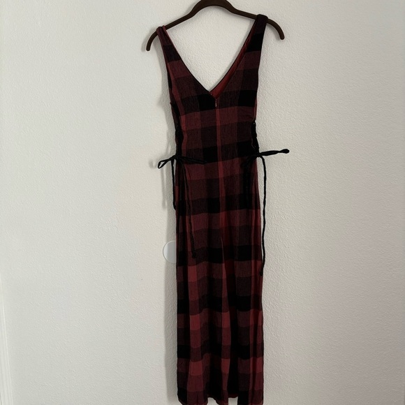 Ett:twa Anthropologie Women's Size 2 Black/Red Plaid Wide Leg Romper - Picture 5 of 7